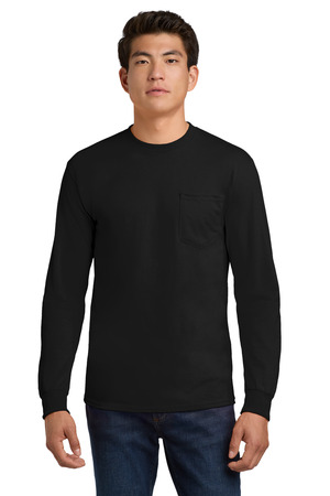 Gildan ® - Ultra Cotton ® 100% US Cotton Long Sleeve T-Shirt with Pocket. 2410 — Black