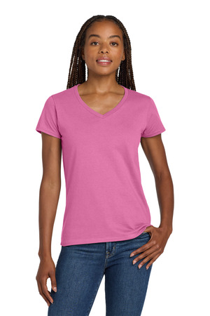 Gildan ® Women's Heavy Cotton ™ 100% Cotton V-Neck T-Shirt. 5V00L — Azalea