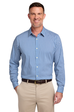 Brooks Brothers ® Tech Stretch Patterned Shirt BB18006 — Charter Blue Check