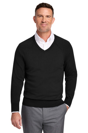 Brooks Brothers ® Cotton Stretch V-Neck Sweater BB18400 — Deep Black