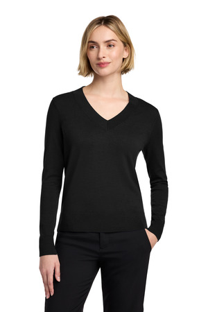 Brooks Brothers ® Women's Cotton Stretch V-Neck Sweater BB18401 — Deep Black