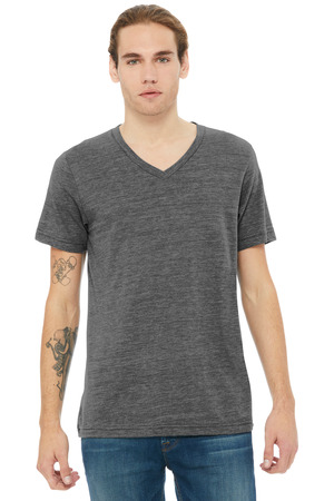 BELLA+CANVAS ® Unisex Textured Jersey V-Neck Tee BC3655 — Asphalt Slub