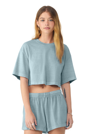 BELLA+CANVAS ® Women's Heavyweight Garment-Dyed Cropped Tee BC6882GD — Light Washed Denim