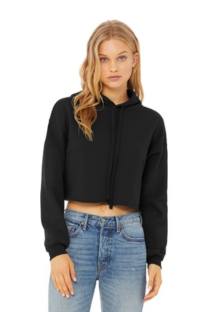 BELLA+CANVAS ® Women's Sponge Fleece Cropped Fleece Hoodie. BC7502 — Black