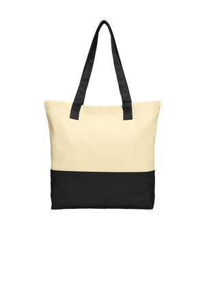 Port Authority ® Colorblock Cotton Tote. BG414 — Natural/ Black