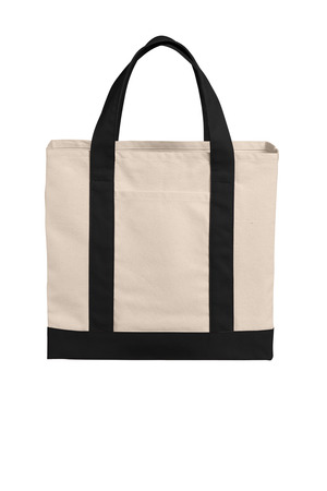 Port Authority ® Cotton Canvas Two-Tone Tote BG429 — Natural/ Deep Black