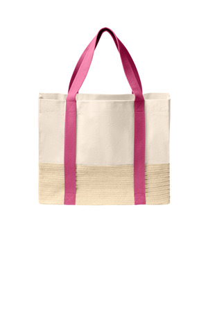Port Authority ® Straw Market Tote BG450 — Awareness Pink