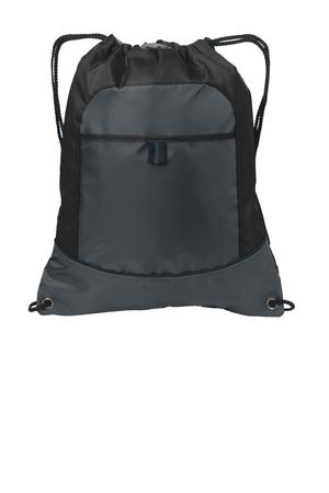 Port Authority ® Pocket Cinch Pack. BG611 — Black/ Deep Smoke