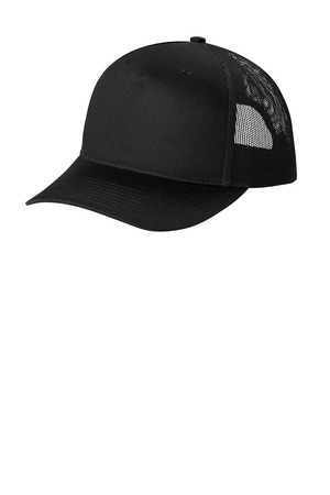 Port Authority ® Snapback Five-Panel Trucker Cap C405 — Black