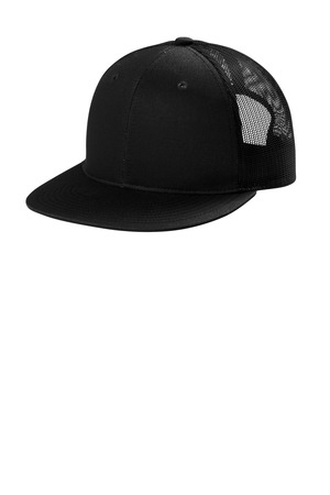 Port Authority ® Snapback Flat Bill Trucker Cap C407 — Black