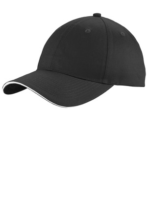 Port Authority ® Unstructured Sandwich Bill Cap. C919 — Black/ White