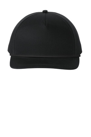 Port Authority ® Snapback Five-Panel Rope Cap C962 — Black/ Black