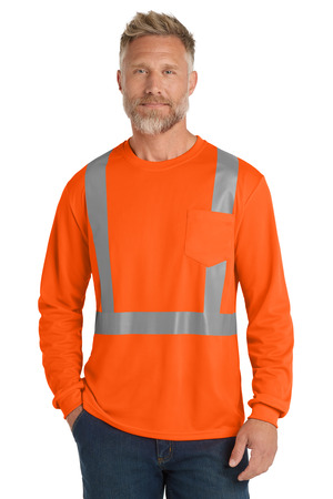 CornerStone ® ANSI 107 Class 2 Mesh Long Sleeve Tee. CS201 — Safety Orange