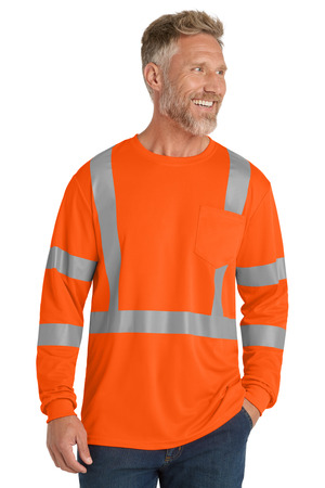 CornerStone ® ANSI 107 Class 3 Mesh Long Sleeve Tee. CS203 — Safety Orange