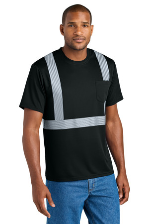 CornerStone ® Enhanced Visibility Segmented Tape Tee CS206 — Black