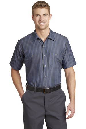 Red Kap ® Short Sleeve Striped Industrial Work Shirt. CS20 — Grey/ Blue