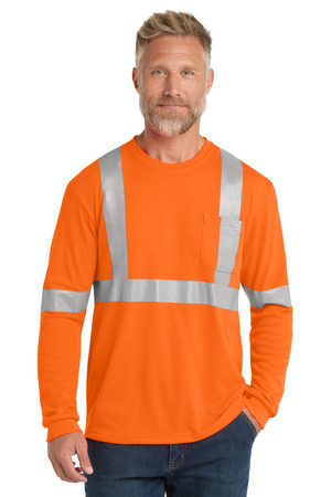 CornerStone ® ANSI 107 Class 2 Long Sleeve Safety T-Shirt. CS401LS — Safety Orange/ Reflective