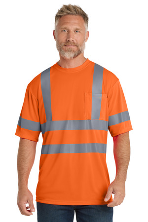 CornerStone ® - ANSI 107 Class 3 Short Sleeve Snag-Resistant Reflective T-Shirt. CS408 — Safety Orange