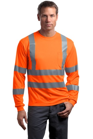 CornerStone ® - ANSI 107 Class 3 Long Sleeve Snag-Resistant Reflective T-Shirt. CS409 — Safety Orange