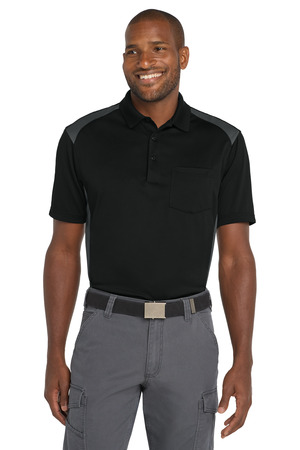 CornerStone ® Select Snag-Proof Two Way Colorblock Pocket Polo. CS416 — Black/ Charcoal