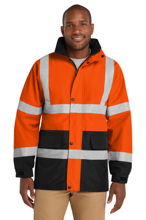 CornerStone ® - ANSI 107 Class 3 Waterproof Parka. CSJ24 — Safety Orange/ Black