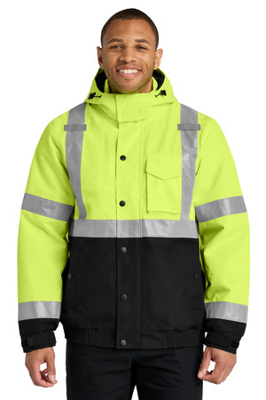 CornerStone ® ANSI 107 Class 3 Waterproof Insulated Ripstop Bomber Jacket CSJ501 — Safety Yellow