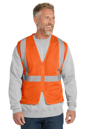 CornerStone ® ANSI 107 Class 2 Economy Mesh Zippered Vest. CSV101 — Safety Orange
