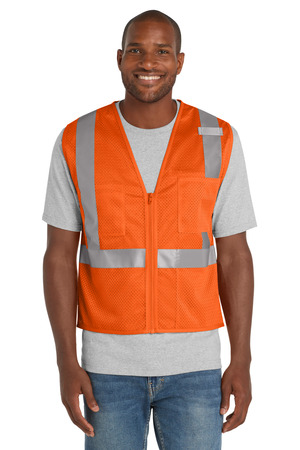 CornerStone ® ANSI 107 Class 2 Mesh Zippered Vest. CSV102 — Safety Orange