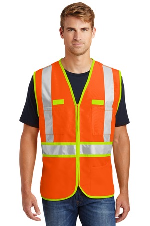 CornerStone ® - ANSI 107 Class 2 Dual-Color Safety Vest. CSV407 — Safety Orange/ Safety Yellow
