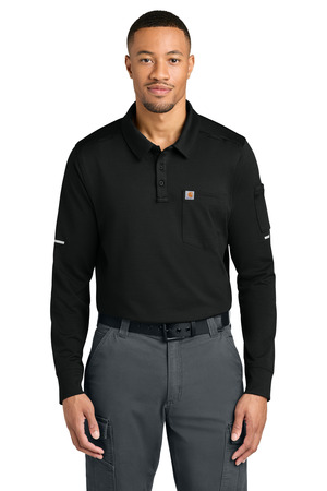 Carhartt ® FLD & RSCU Long Sleeve Polo CTC16129 — Black