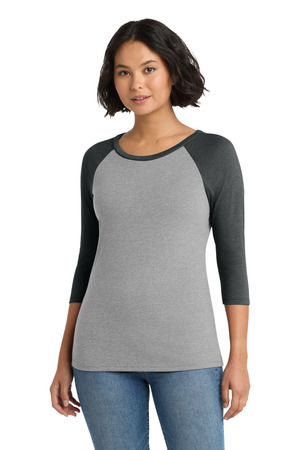 District ® Women's Perfect Tri ® 3/4-Sleeve Raglan. DM136L — Black Frost/ Grey Frost