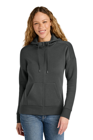 District ® Women's Perfect Weight ® Fleece Drop Shoulder Full-Zip Hoodie DT1104 — Charcoal