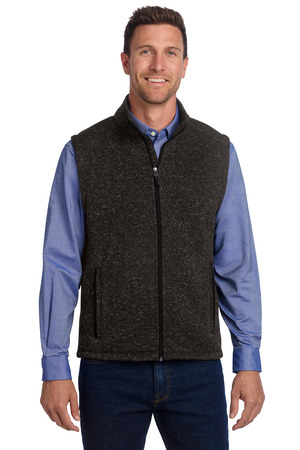 Port Authority ® Sweater Fleece Vest F236 — Black Heather