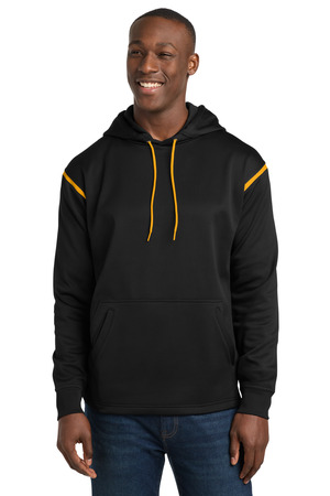 Sport-Tek ® Tech Fleece Colorblock Hooded Sweatshirt. F246 — Black/ Gold