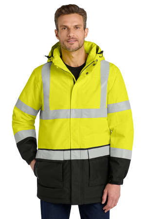 Port Authority ® ANSI 107 Class 3 Safety Heavyweight Parka. J799S — Safety Yellow/ Black/ Reflective