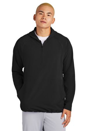 Sport-Tek ® Repeat 1/2-Zip Long Sleeve Hooded Jacket JST488 — Black