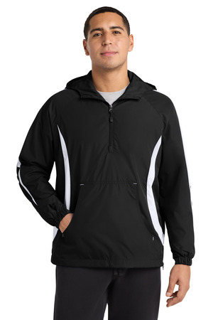 Sport-Tek ® Colorblock Raglan Anorak. JST63 — Black/ White