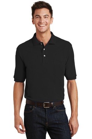 Port Authority ® Heavyweight Cotton Pique Polo with Pocket. K420P — Black