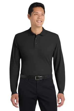 Port Authority ® Silk Touch™ Long Sleeve Polo. K500LS — Black