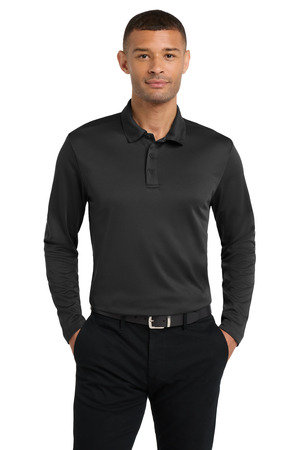 Port Authority ® Silk Touch™ Performance Long Sleeve Polo. K540LS — Black