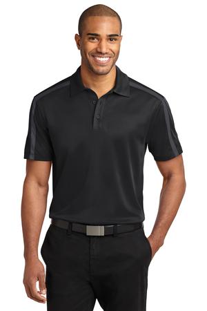 Port Authority ® Silk Touch™ Performance Colorblock Stripe Polo. K547 — Black/ Steel Grey