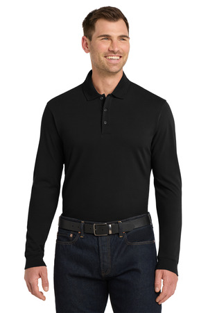 Port Authority ® EZCotton ® Long Sleeve Polo. K8000LS — Black