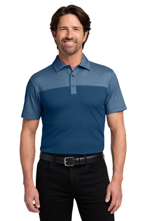 Port Authority ® Fine Pique Blend Blocked Polo K831 — Aegean Blue/ Aegean Blue Heather