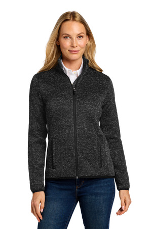 Port Authority ® Women's Sweater Fleece Jacket. L232 — Black Heather