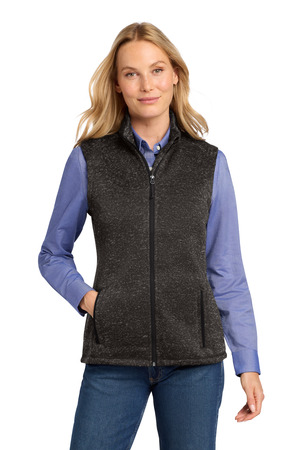 Port Authority ® Women's Sweater Fleece Vest L236 — Black Heather
