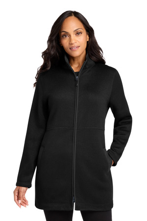 Port Authority ® Women's Arc Sweater Fleece Long Jacket L425 — Deep Black