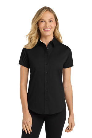 Port Authority ® Women's Short Sleeve Easy Care Shirt. L508 — Black/ Light Stone