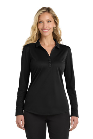 Port Authority ® Women's Silk Touch ™ Performance Long Sleeve Polo. L540LS — Black