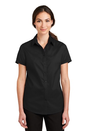Port Authority ® Women's Short Sleeve SuperPro ™ Twill Shirt. L664 — Black
