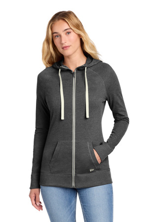 New Era ® Women's Sueded Cotton Blend Full-Zip Hoodie. LNEA122 — Black Heather